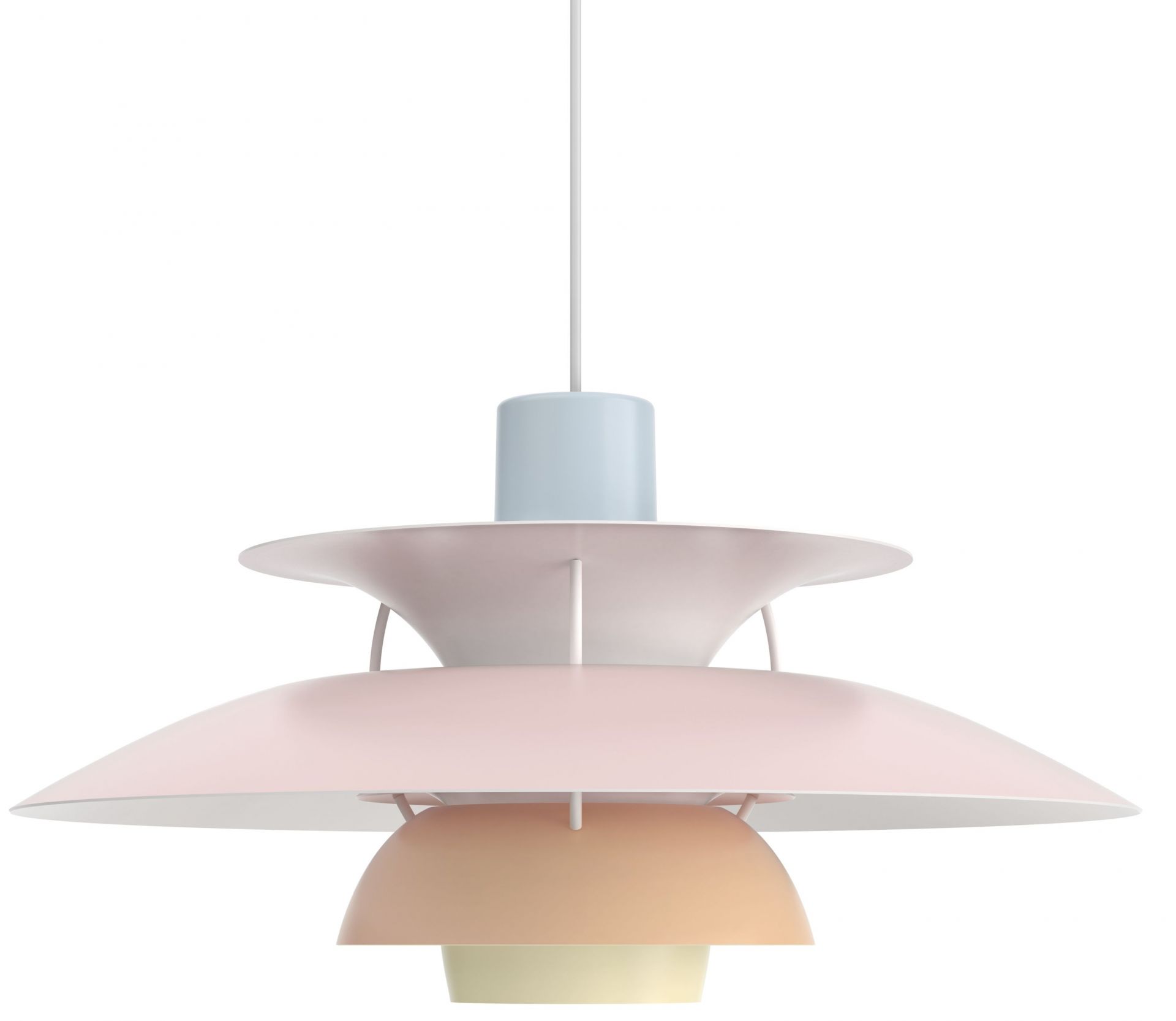 PH 5 Pendelleuchte von Louis Poulsen in Pastellfarben, modernes Design für Wohnzimmer und Esszimmer.